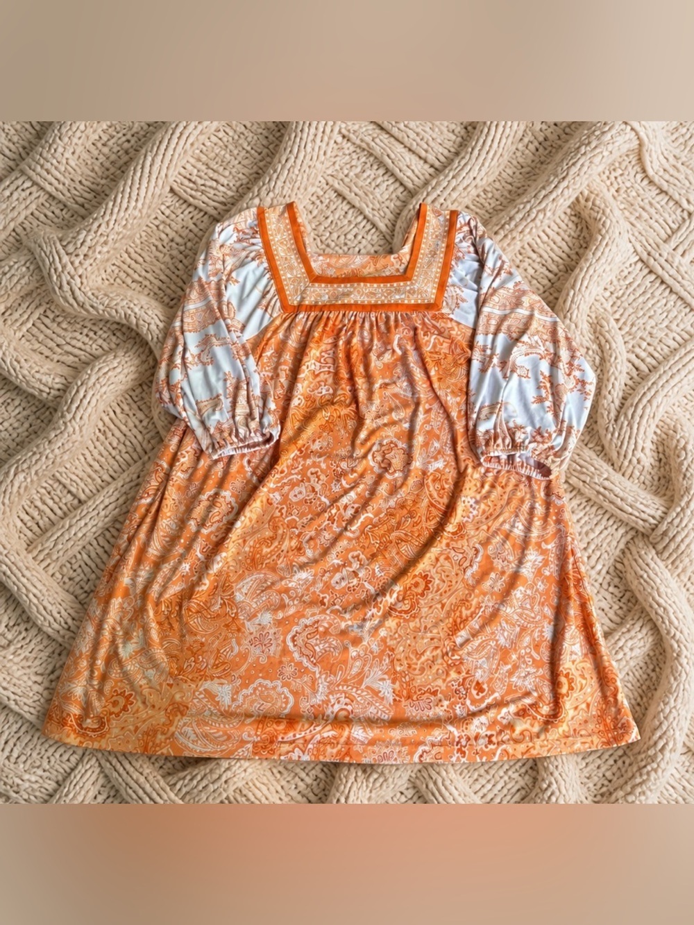 Michael Kors Orange and Cream Paisley Dress